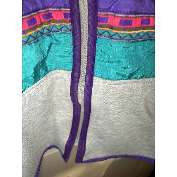 Vintage 80s 90s 1/2 Zip color block Polo sweatshirt Aqua Purple Small - Picture 5 of 10